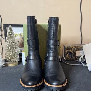 Naturalizer Black Leather Heeled Boots